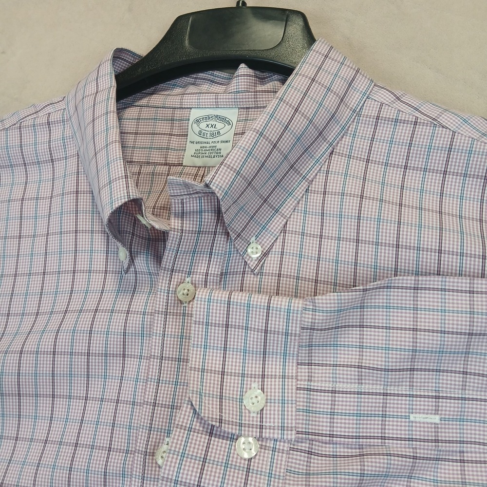 Brooks Brothers XXL Mens Shirt Button Down Non Iron Plaid 26x29